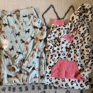 Lands' End Kids Pajama Set - Blue and Pink Animal Print